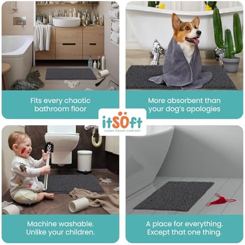 Small Chenille Bath Mats 25"x18", Plush Absorbent Bath Mats Quick Dry