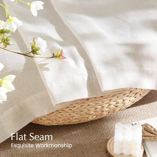 NICETOWN Vanilla Thick Linen Curtains 84 Inches Long, W55 x L84, 2