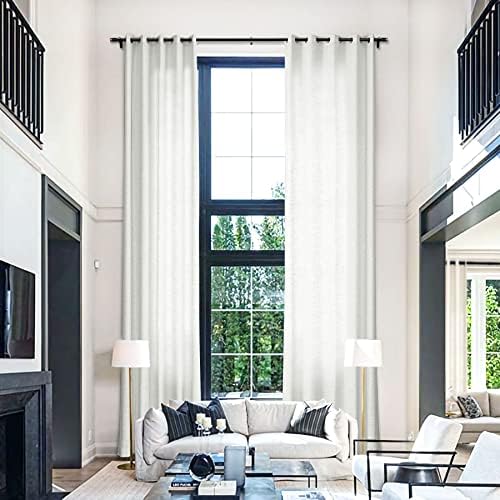 Fcosie Beige White Linen Drapes 120 Inches Long Privacy Room Divider