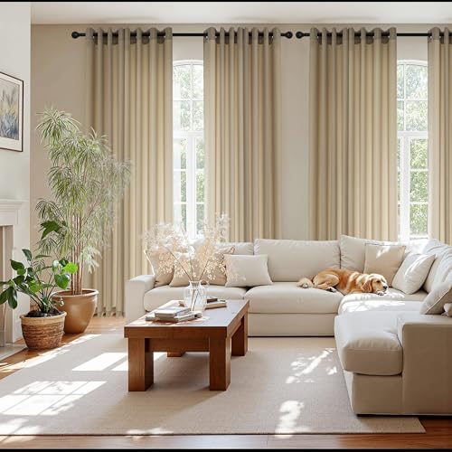 NICETOWN Semi Sheer Curtains 84 Inch Length 2 Panels for Living Room
