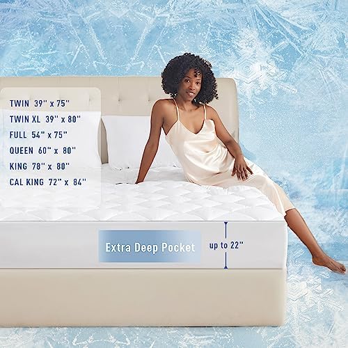 Sunflower Cooling Queen Mattress Pad for Hot Sleepers, Chill Mattress