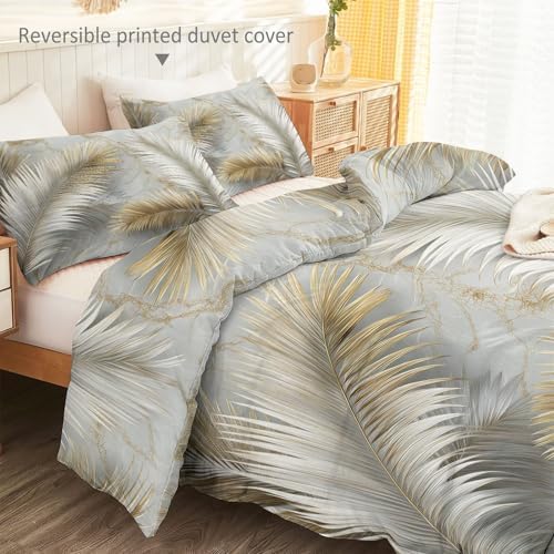 Soft Microfiber Duvet Cover Plants 3D Palm Leaves - King Size