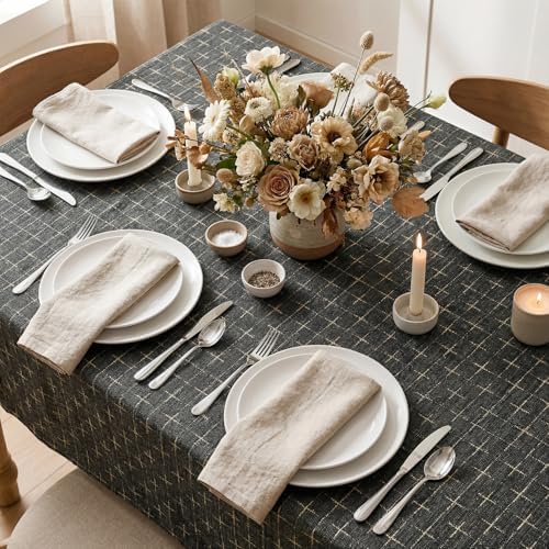 Horaldaily Taupe Cross-Star Table Cloth, 60×84 Inch, Rectangular