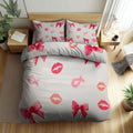 California King Duvet Cover Set Minimalist Bow Lip Print Pattern Soft