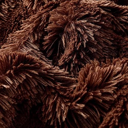 YUSOKI Long Faux Fur King Size Blanket, Brown, 90" x 104"