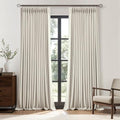 MIULEE Pinch Pleated Blackout Linen Curtains Natural 2 Panels 50"