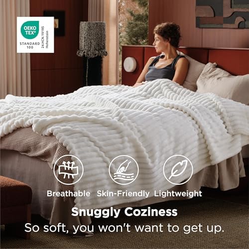 Bedsure Soft Cozy Cal King Size Blanket for Bed Off White 102"x96"