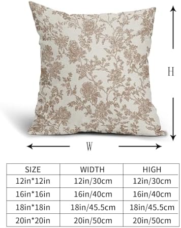Light Brown Floral Pillow Covers 20x20 Set of 2 Vintage Flower Design