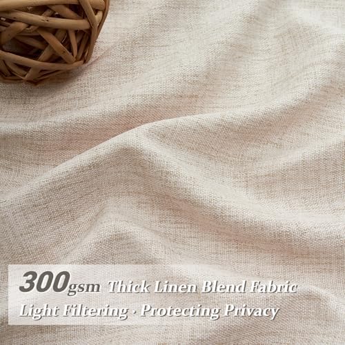 PleatedDrapes Light Filtering Primitive for Living Room, Thick Linen