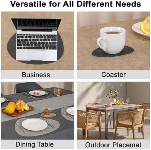 Faux Leather Placemats Set of 4, Dual Sided with Drink Coasters