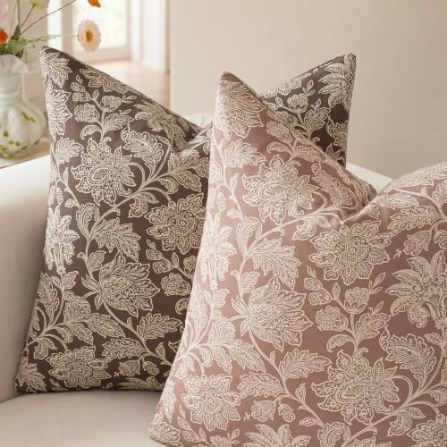 a moment Set of 2 Decorative Floral Linen Throw Pillow Covers,Vintage