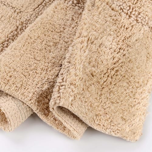 SUPERIOR Cotton Washable Bath Rug with Runner Bundle Set, 3 Piece