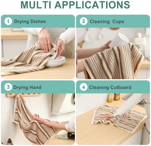 SALAS Premium Cotton Kitchen Dish Towels for Drying Dishes,Large Long