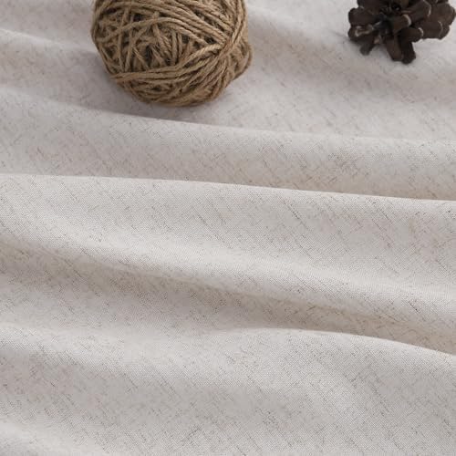 Cream Pinch Pleated Linen Curtains 120 Inches for Living Room Semi