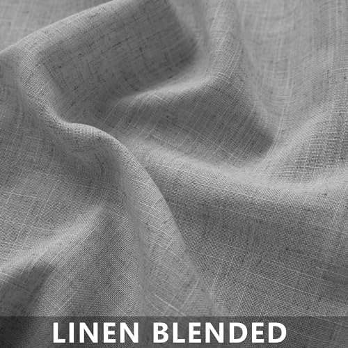 Mrs.Naturall Light Grey Linen Curtains 108 Inches Long, Back Tab 9 FT
