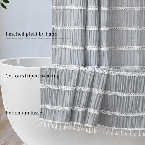 Siiluminisoy Gray Shower Curtain Fabric Farmhouse Shower Curtain