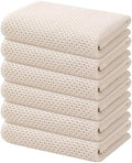Kitinjoy 100% Cotton Waffle 6-Pack Kitchen Towels, 13" x 28", Beige