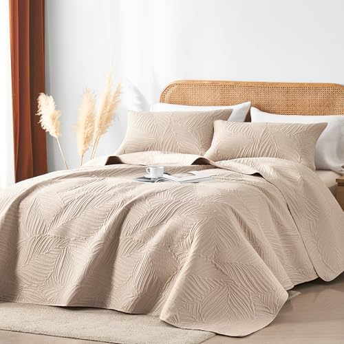 OARAGE King Quilt Bedding Set Lightweight Soft Beige Bedspread