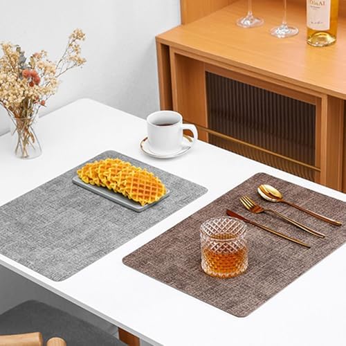 4PC Dining Room Rectangle Placemat Set, 11.82 x 16.93 Inches Leather