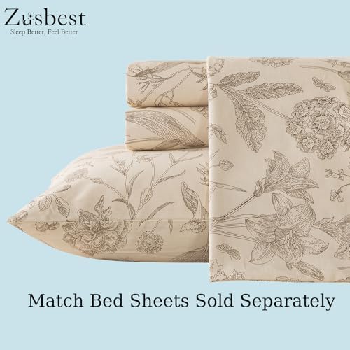 Zusbest Floral Duvet Cover Queen 100% Percale Cotton, Brushed for