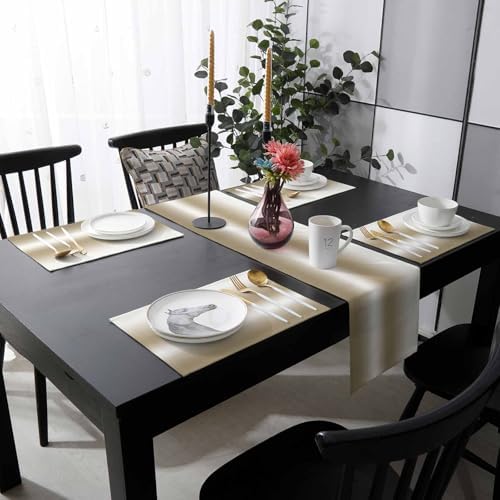 Light Brown Ombre Table Runner and Placemats for Dining Table,Burlap
