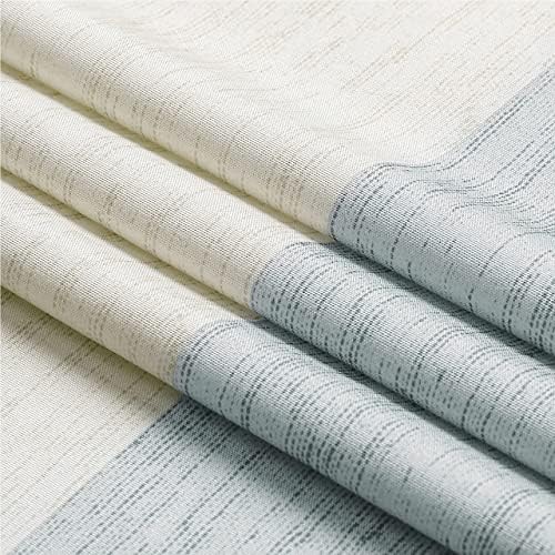 Greenish Gray and Tan Stripe Fabric Shower Curtain with Grommets