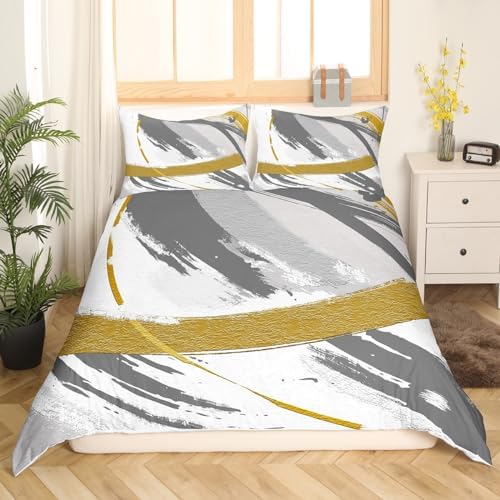 Erosebridal Grey Beige Gray Bedding Full Size Brush Strokes Oil