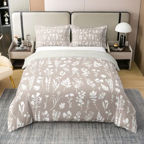Erosebridal Beige Gray 100% Cotton Comforter Cover Queen Fresh