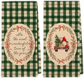 Dibor Christmas Gnome Green Gingham Kitchen Towels Dishcloth 16x24 Set