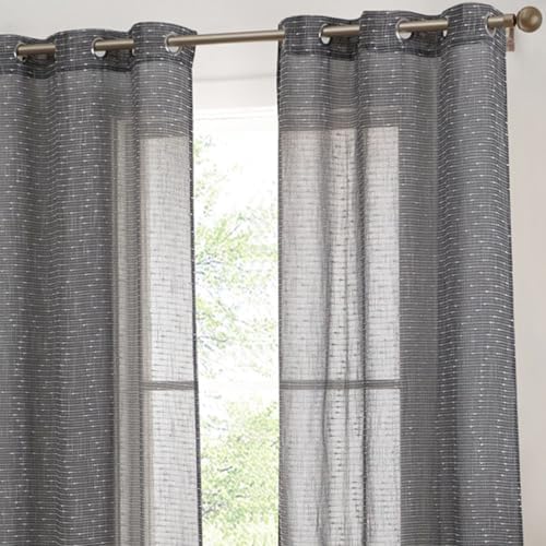 HLC.ME Emily Faux Linen Semi Sheer Light Filtering Transparent Grommet