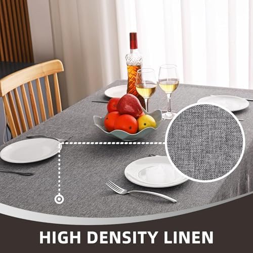 MikiUp Faux Linen Tablecloth - Slubby Textured Weaves Table Cloth for