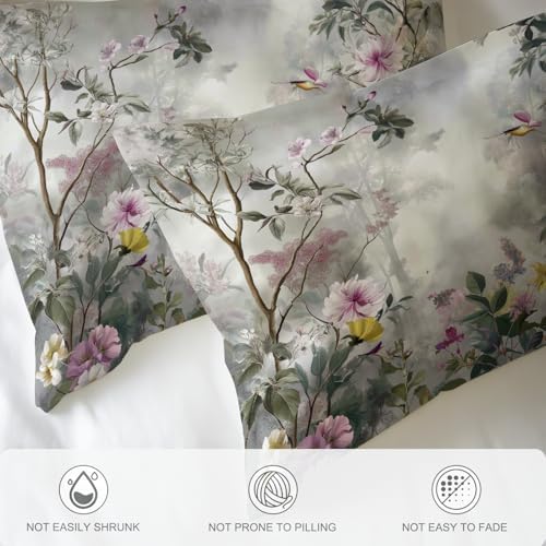 Super Soft Duvet Cover Set Microfiber Quilt Cover Ink Painting Plants