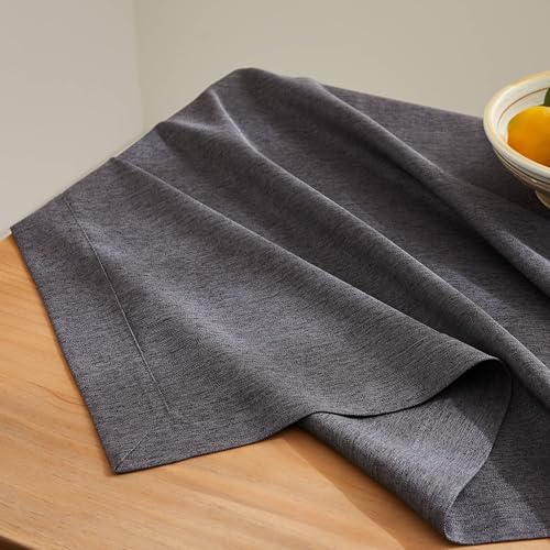 ZeeMart Linen Textured Rectangle Table Cloth, 60x120 Inch Charcoal