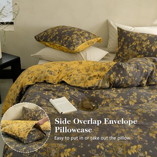 Simple&Opulence Muslin Duvet Cover Set Queen Size, 100% Washed Cotton