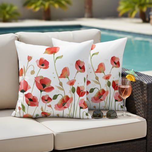 Spring Floral Decorative Throw Pillow Covers 18x18 Inch Set of 2