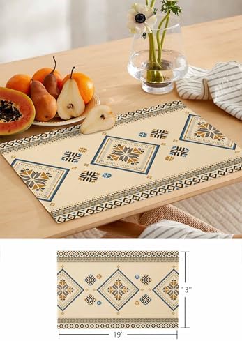 Placemats Set of 8, Beige Khaki Boho Woven Placemat, Linen Place Mats