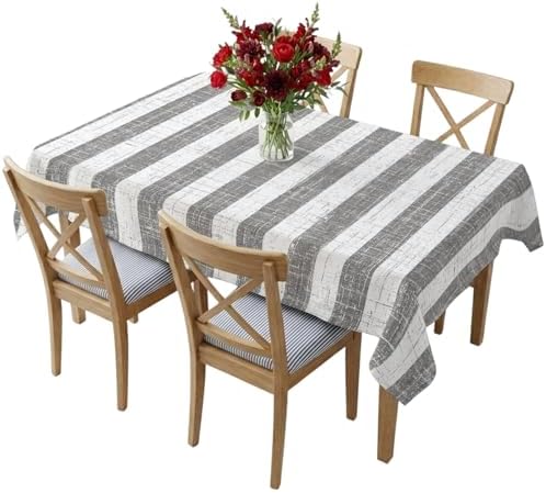 Farmhouse Gray Geometric Line Waterproof Tablecloth for Rectangle