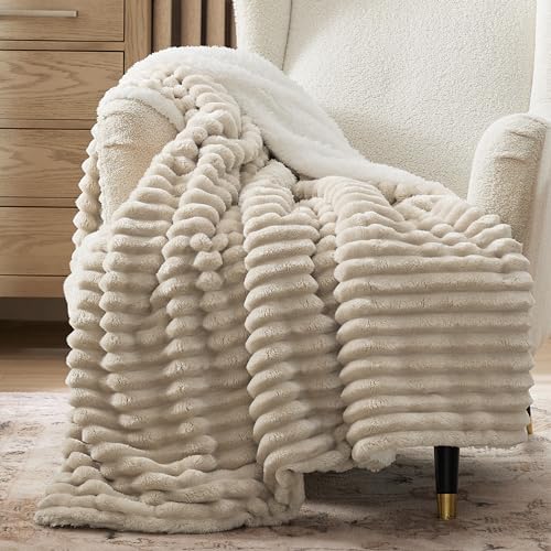 Bedsure Fleece King Size Blankets for Bed Grey 108x90&Sherpa Throw
