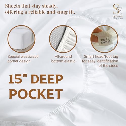 SUPREME ELEGANCE Cotton Queen Bed Sheets Set, 100% Cotton, Soft Pink