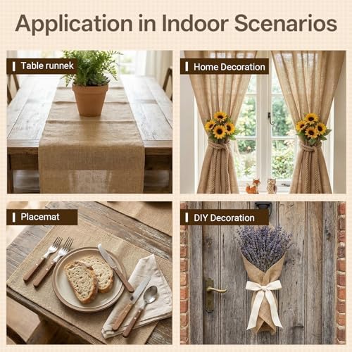 12" x 10 yd Burlap Table Runners, Jute Burlap Runner for Table