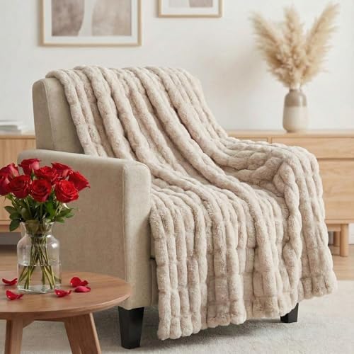 Luxury Concepts Soft Faux Rabbit Fur Throw Blanket - 60" x 80"