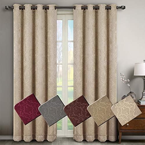 Royal Hotel Bella Beige Grommet Blackout Weave Embossed Window Curtain
