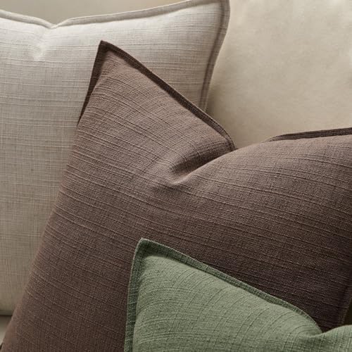 MIULEE Thick Textured Decorative Throw Pillow Covers 20x20 Inch Dark