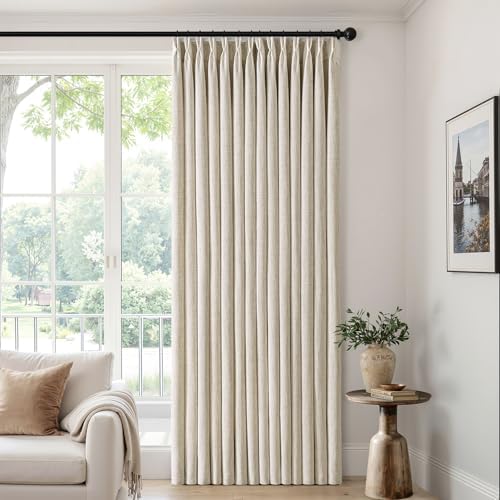 MIULEE Pinch Pleated Thick Linen Curtains 40x84 Inches Oatmeal 4