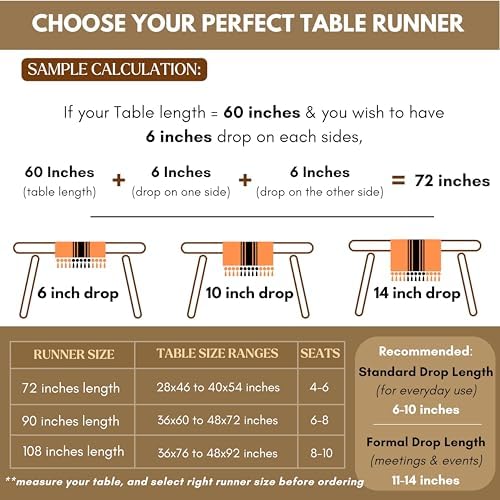 Native Fab Black Stripe Table Runner - 90 Inches Long Boho Table