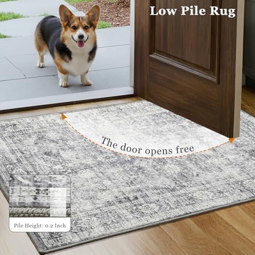 2x6 Washable Runner Rug, Non-Slip Hallway Runner Rugs, Low Pile