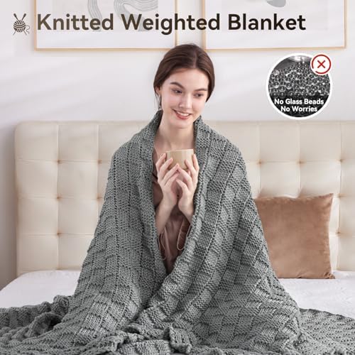 Knitted Weighted Blanket for Adult, No Beads Heavy Blanket 48"x72"