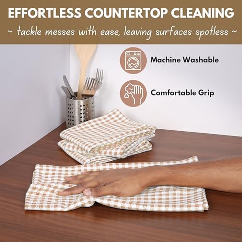 Native Fab Gingham Check Kitchen Dish Towels 16"x26" Set of 12-100%