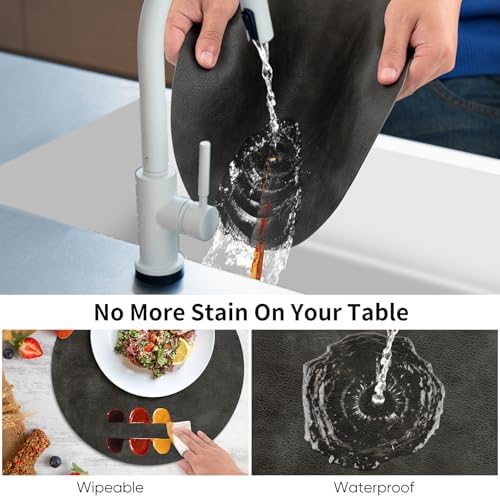 ADRIMER Round Placemats Set of 12, Heat Resistant 13 Inch, Dark Grey