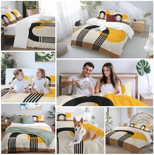 Modern Boho Bedding 3 Piece Duvet Cover Set Queen Size, Geometric